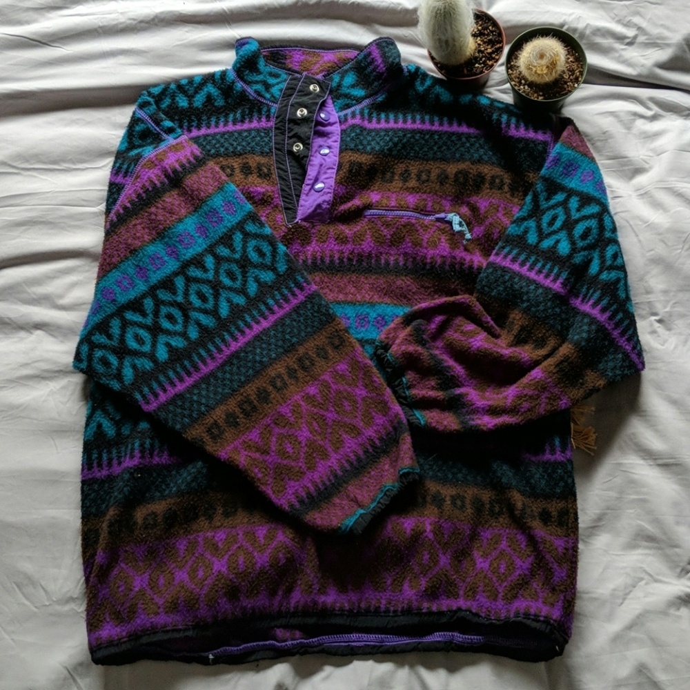 90's Vintage oversized southwestern ski sweater